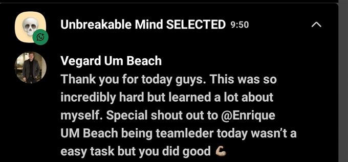 Vegard: thank you for today — incredibly hard, but I learned a lot about myself.